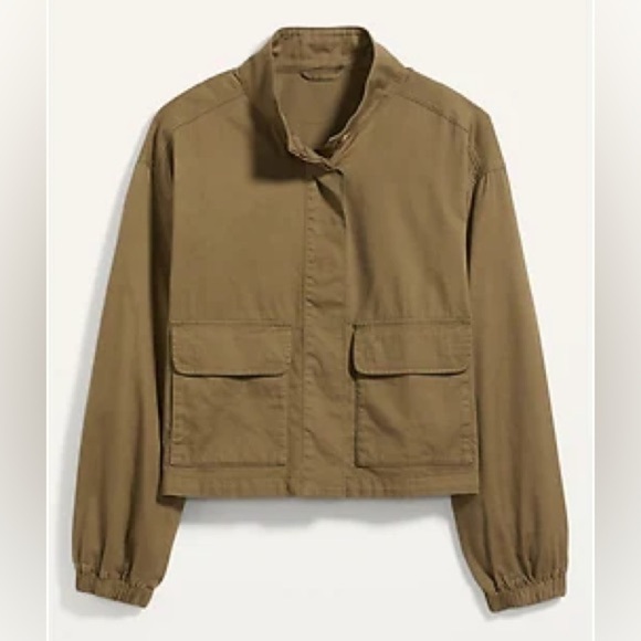 Old Navy Army Green Utility Cropped Jacket, Size Large - Picture 1 of 15